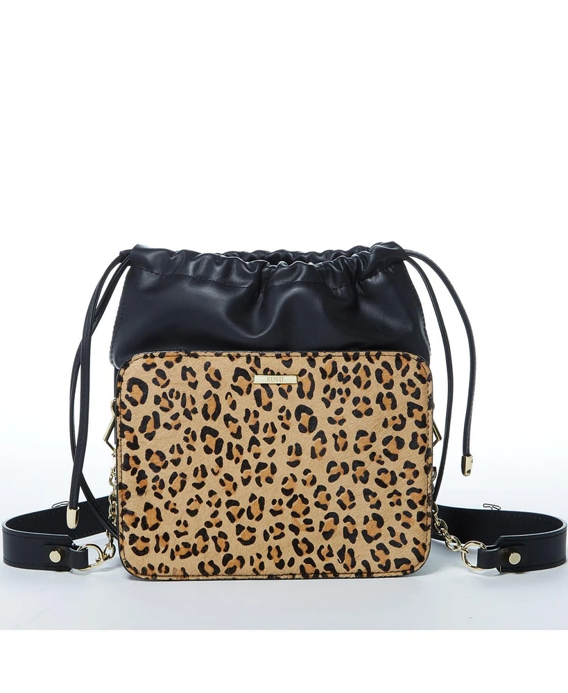 Susu The Patricia Black Leopard Leather Purse