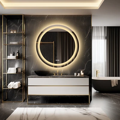 Luvodi 24" Round Shape Led Bathroom Mirror Anti-Fog Wall Mounted Backlit Vanity Mirror