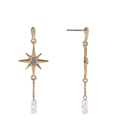 Rachel Rachel Roy Gold Tone Linear Starburst Earrings with Pearl Accents