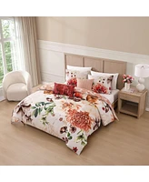 Bebejan Hazy Blossom 100% Cotton Sateen 5 Piece King Size Reversible Comforter Set
