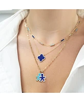 The Lovery Blue Mixed Bar Chain Necklace 14K Gold