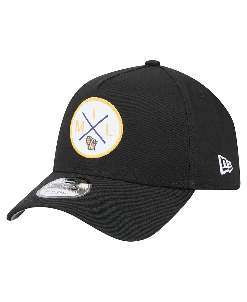 New Era Men's Black Milwaukee Brewers 9FORTY A-Frame Adjustable Hat