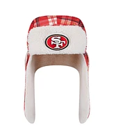 New Era Men's Scarlet San Francisco 49ers Sideline Plaid Sherpa Trapper Hat