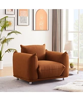 Accent Chair Cotton Linen Single Sofa 42-inch W Accent Chair for Bedroom Living room Apartment, Rust Red