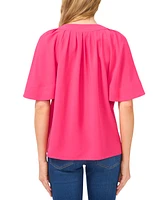 CeCe Women's Solid Flutter-Sleeve V-Neck Top