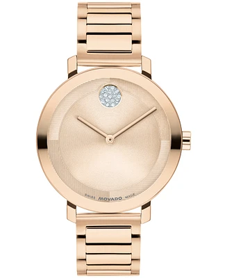 Movado Women's Bold Evolution 2.0 Swiss Quartz Ionic Plated Light Rose Gold Steel Watch, 34mm