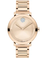 Movado Women's Bold Evolution 2.0 Swiss Quartz Ionic Plated Light Rose Gold Steel Watch, 34mm