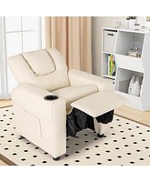 Kids Recliner Chair Push Back with Cup Holder and Side Pocket Comfortable Toddler for Relaxing