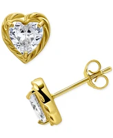 Giani Bernini Cubic Zirconia Heart Rope Frame Stud Earrings, Exclusively at Macy's