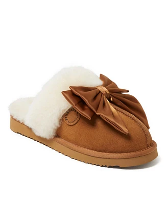 Fireside by Dearfoams Women's Sydney Genuine Shearling Scuff with Bow