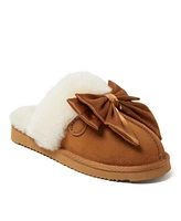 Fireside by Dearfoams Women's Sydney Genuine Shearling Scuff with Bow
