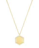 Adornia Gold Adjustable Cubic Zirconia Pave Hexagon Pendant Necklace