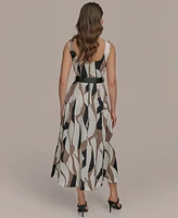 Donna Karan New York Women's Abstract-Print Square-Neck Midi Dress