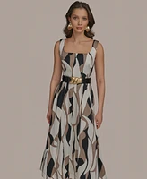 Donna Karan New York Women's Abstract-Print Square-Neck Midi Dress