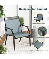 Gymax Patio Dining Chairs Set of 4 All Weather Outdoor Chairs w/ High Back & Armrests