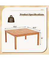 Gymax Outdoor Coffee Table w/ Slatted Tabletop Small Outside Table Square Patio Table