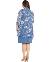 R & M Richards Plus 2-Pc. Printed Jacket Necklace Dress Set