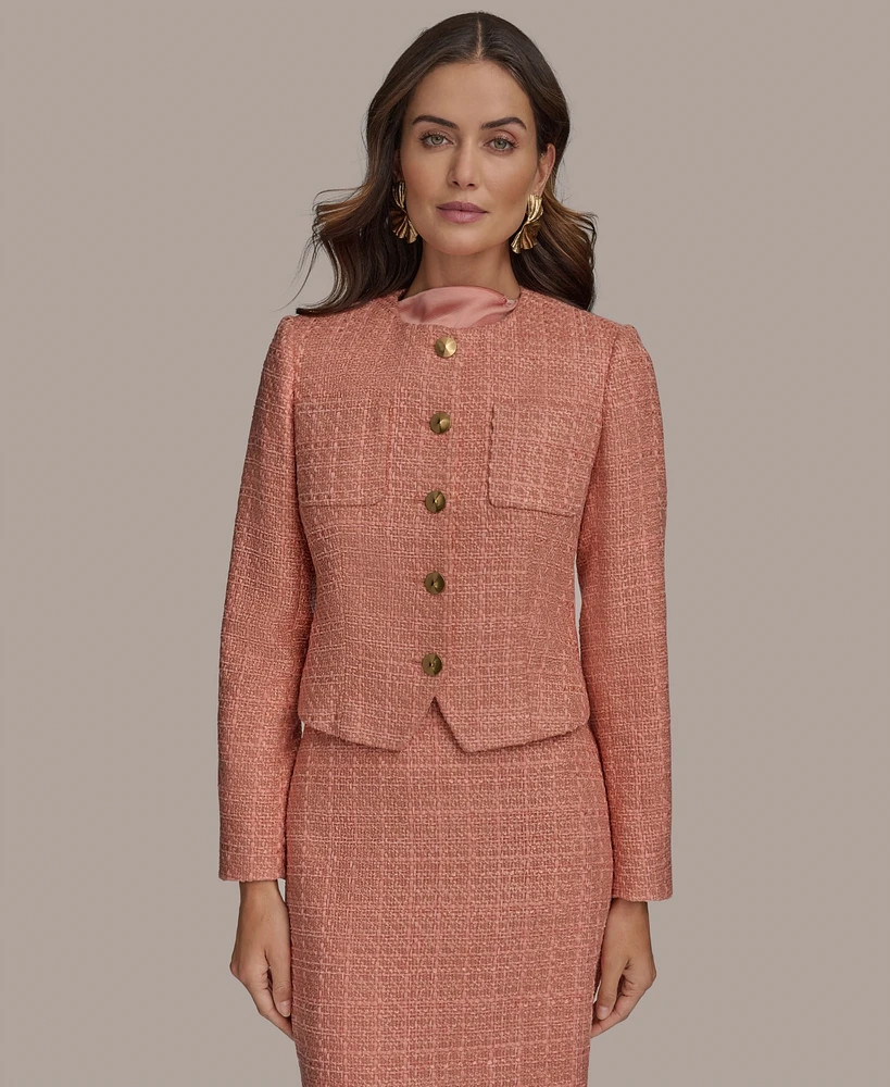 Donna Karan New York Women's Collarless Tweed Blazer