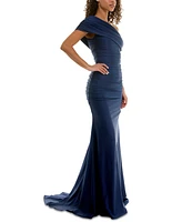 B Darlin Juniors' One-Shoulder Draped Floor-Sweeping Gown
