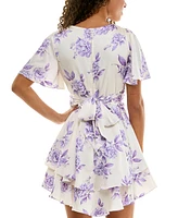 B Darlin Juniors' Flutter-Sleeve Fit & Flare Dress