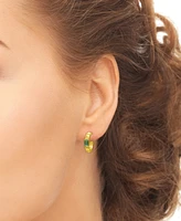 Green Spinel Textured Small Half Hoop Earrings (1/8 ct. t.w.) in 14k Gold over Sterling Silver, 0.55"