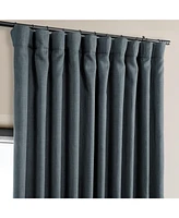 Half Price Drapes Reverie Blue Extra Wide Textured Faux Linen Room Darkening Curtain