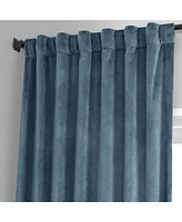 Half Price Drapes Oxford Blue Signature Plush Velvet Hotel Blackout Curtain