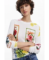 Desigual Women's Tropical stamps sweater