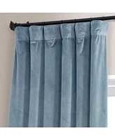 Half Price Drapes Copenhagen Blue Signature Plush Velvet Hotel Blackout Curtain