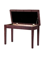 Solid Wood Pu Leather Piano Double Storage Keyboard Bench