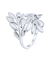 Bling Jewelry Nature-Inspired Ivy Laurel Vine Leaf Bypass Sterling Silver Ring