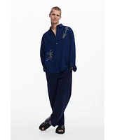 Desigual Men's Shirt with ethnic embroidery