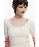 Desigual Women's T-shirt with printed sleeves