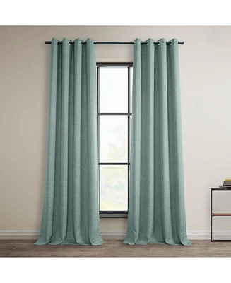 Half Price Drapes Sea Thistle Grommet Textured Faux Linen Room Darkening Curtain