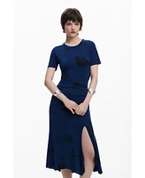 Desigual Women's Asymmetric postcard dress