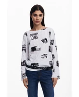 Desigual Women's Textured blouse with bows