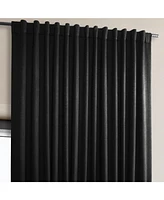 Half Price Drapes Essential Black Extra Wide Textured Faux Linen Room Darkening Curtain