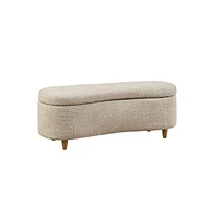 Flip Top Storage Bench in Taupe, Upholstered Storage Ottoman with Solid Wood Legs-The Pop Home