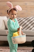 Sperric Easter Baby Plush Playset with Easter Basket, Bunny Holding Carrot, Easter Egg, and Squeaky Chicken, Sensory and Decorative Toys for Babies &