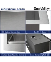 DeerValley 36" L x 22" W Apron Front Farmhouse Single Bowl Stainless Steel Workstation Kitchen Sink with Accessories