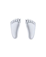 Bling Jewelry Tiny Feet Foot Print Shaped Stud Earrings Silver Plated .925 Sterling Silver