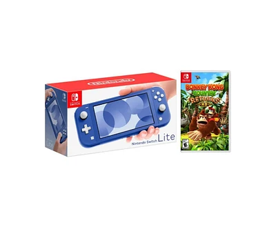 Nintendo Switch Lite Blue Bundle With Donkey Kong Game