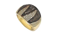 Suzy Levian Sterling Silver Cubic Zirconia Pave Wide Band Ring