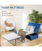 Folding Ottoman Sleeper Bed with Mattress Convenient Guest and Office Nap Solution