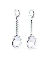 Bling Jewelry Partners Couples Grey Handcuffs Lever Back Dangle Earrings BlackSilver Tone Steel