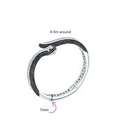 Bling Jewelry Exotic Serpent Bangle Bracelet with Cubic Zirconia Rhodium Plated Finish