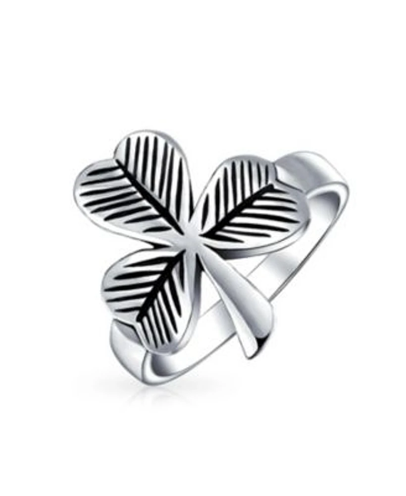 Bling Jewelry Saint Patricks Good Luck Celtic Silver Ring With Trinity Shamrock Design
