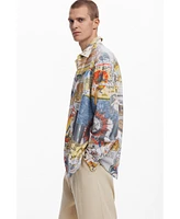 Desigual Men's Ethnic collage print shirt