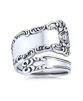 Bling Jewelry Boho Bypass Spoon Band Silver Ring Oxidized Sterling Adjustable