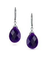 Bling Jewelry Classic Briolette Lapis Lazuli & Amethyst Teardrop Dangle Earrings in Sterling Silver